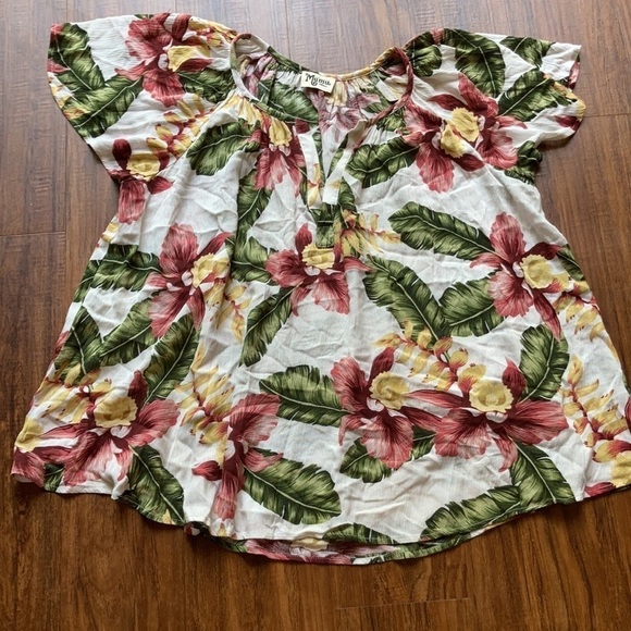 Show me your Mumu flowy Hawaiian blouse size small - Picture 4 of 8
